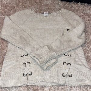 Beige Sweater with Lace-Up Sides